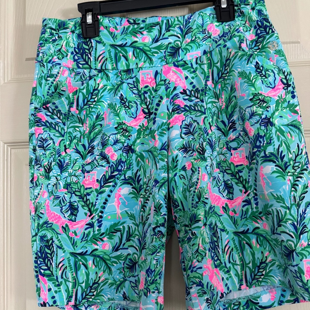 Lilly Pulitzer Luxetic Blue Horizon Par-fection Bermuda Golf Short Size 4